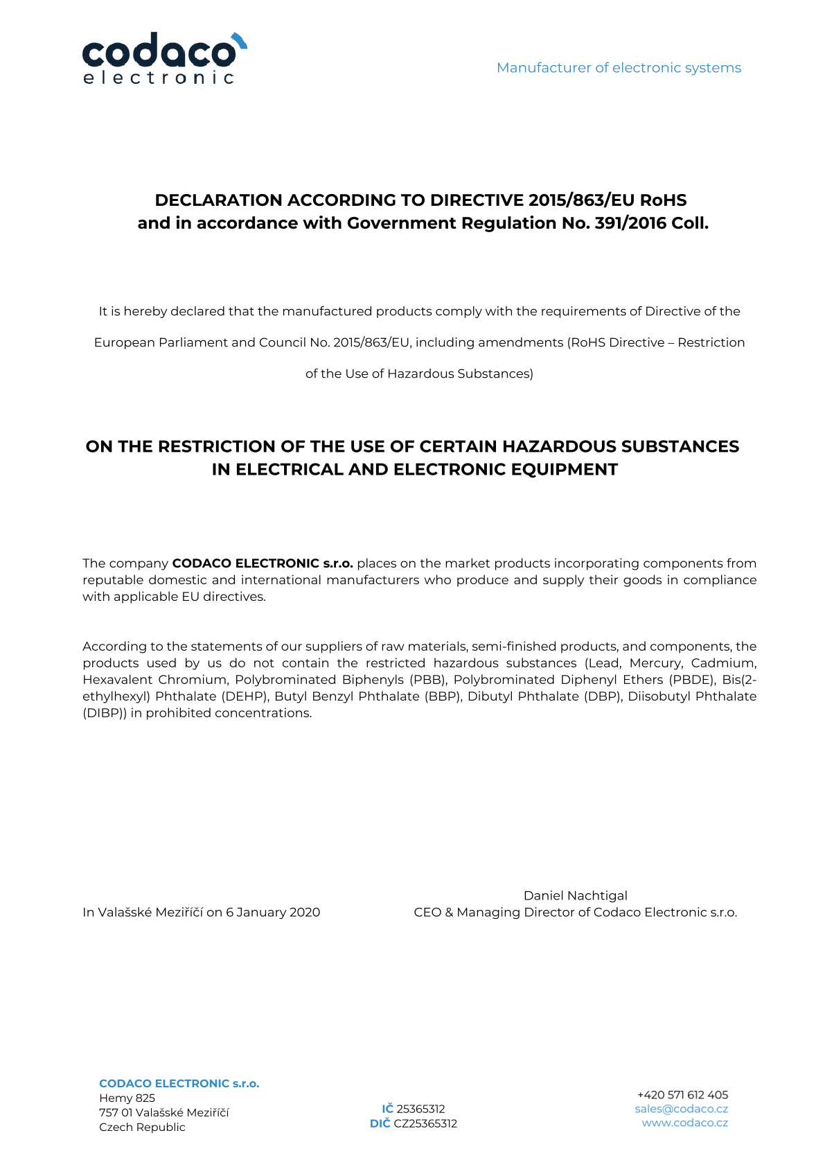 RoHS Directive Statement